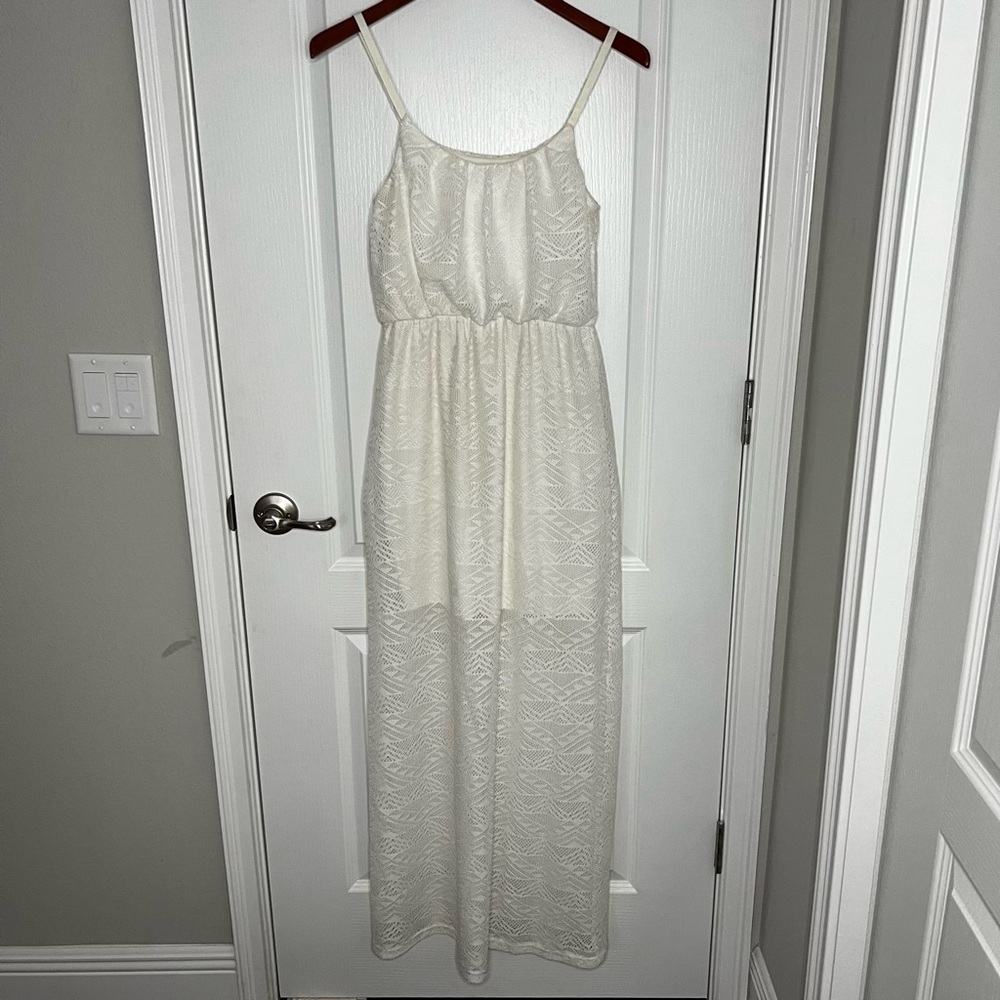 Bailey Blue boho Gypsy sleeveless lined lace maxi dress white small